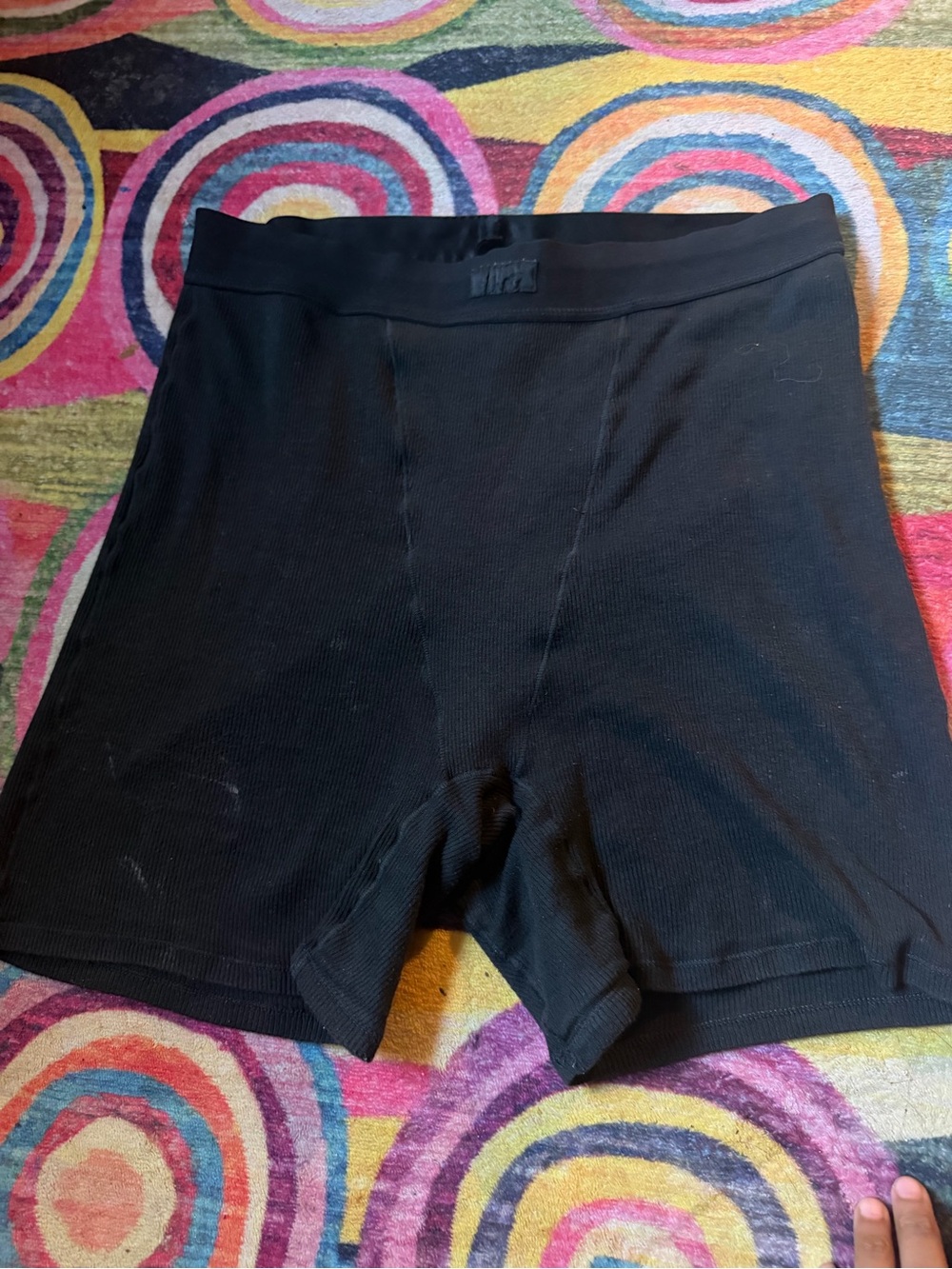 SKIMS Black Ribbed High-Waist Bike Shorts